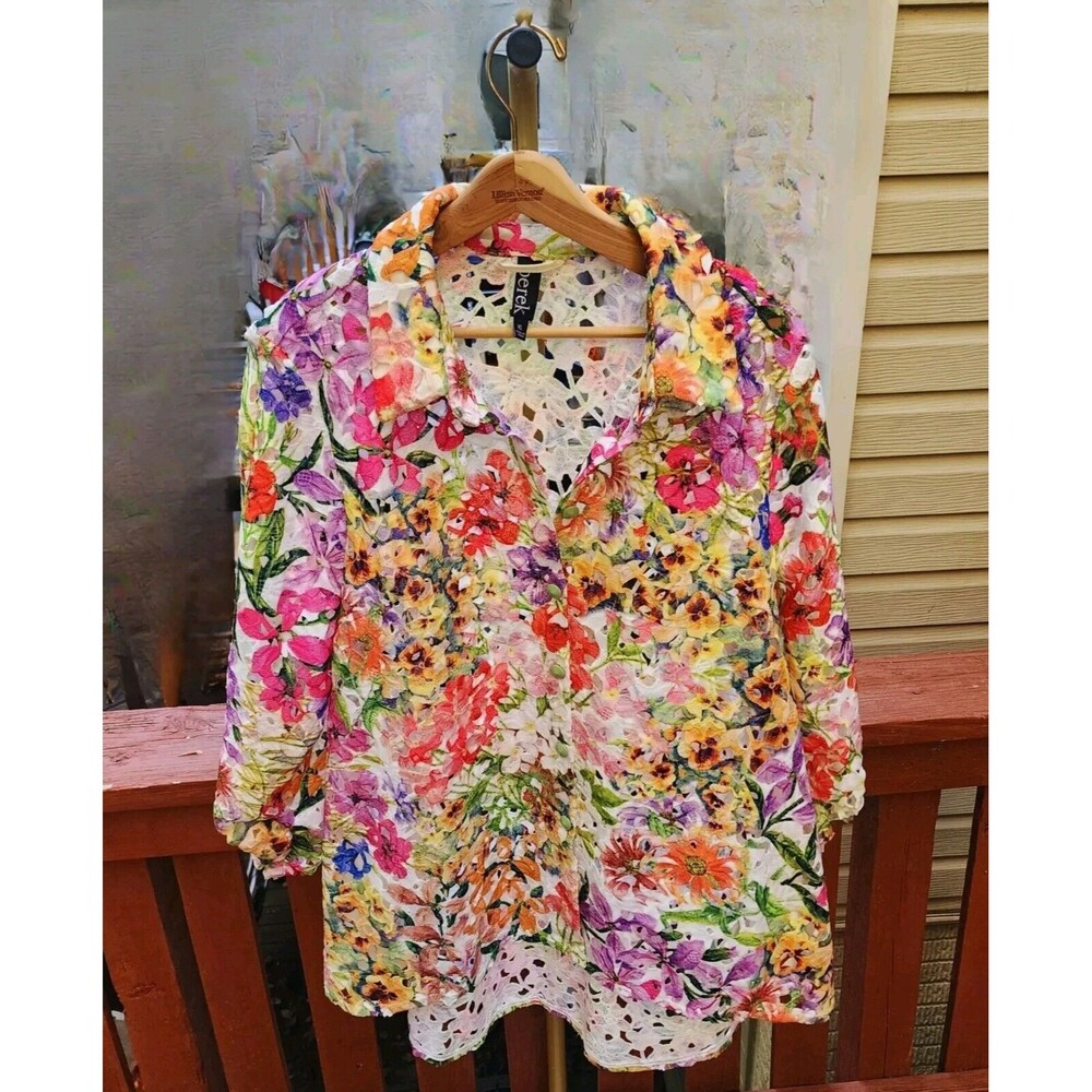 Women's Berek Garden Floral Lace Jacket Tunic Top Coverup, Size‎ XL - Picture 5 of 14